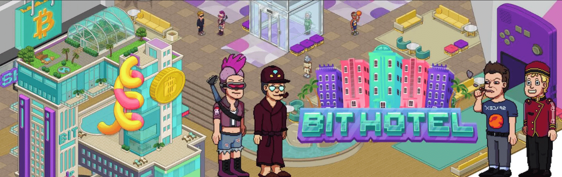 Bit Hotel is een online NFT-game op het Ferrum Network met sociale dynamiek waarbij spelers NFT-items verzamelen om beloningen te verdienen.