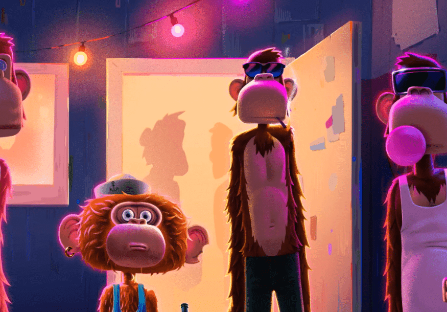 Geïnspireerd door de populaire Bored Ape NFT&#39;s, brengt de kunststijl van Dookey Dash deze unieke digitale apen tot leven terwijl ze levels overwinnen